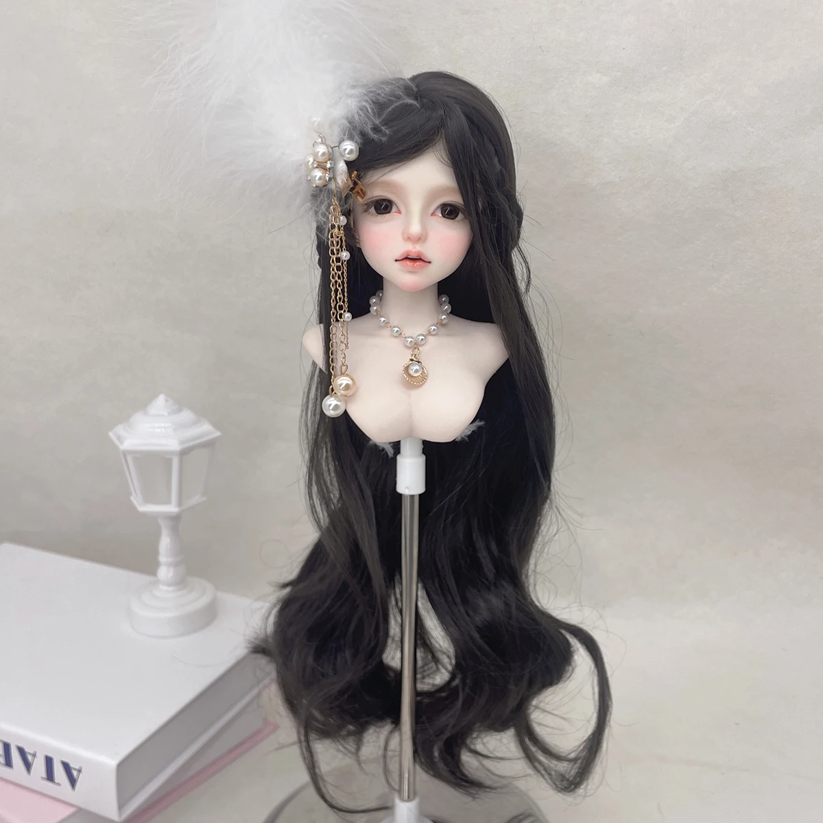 Peluca de muñeca BJD 1/3 y 1/4 y 1/6, trenzas, pelo largo y rizado, peluca sintética, accesorios para muñecas para niñas, accesorios de maquillaje DIY BJD