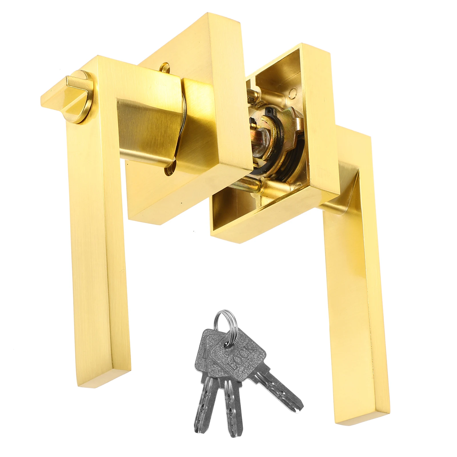 

Aluminum Alloy Door Knob Lock Golden Heavy Duty 3 Rods Privacy H Interior Locking Hardware Square Easy Installation Door