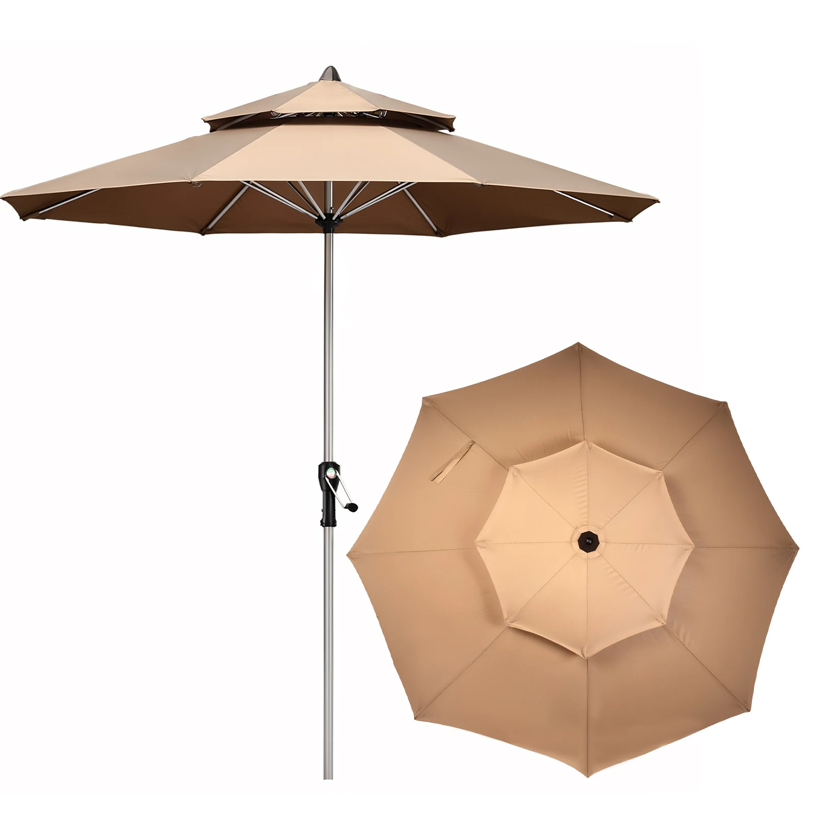 

9 футов уличный зонт для патио, водонепроницаемый садовый задний двор, бассейн, консольный солнцезащитный козырек с 8 ребрами, зонт для патио, двора, стола