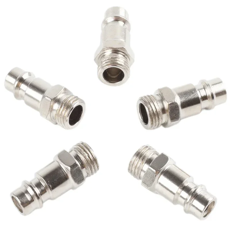 5Pcs European Style Quick Connector 1/4 Inch External Thread Plug-in Pneumatic Joint Compressed Air Line Coupler Connector