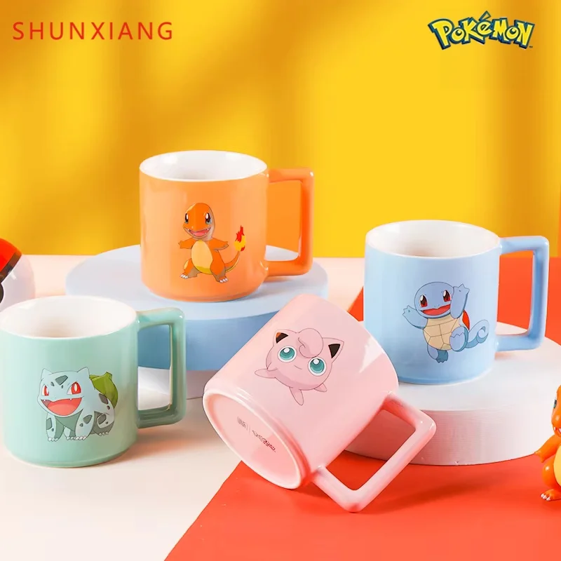 SHUNXIANG Pokémon Licensed Ceramic Mug Cute Charmander Jigglypuff Cartoon Water Cup Coffee Cup Anime Themed Ceramic Cup Gift