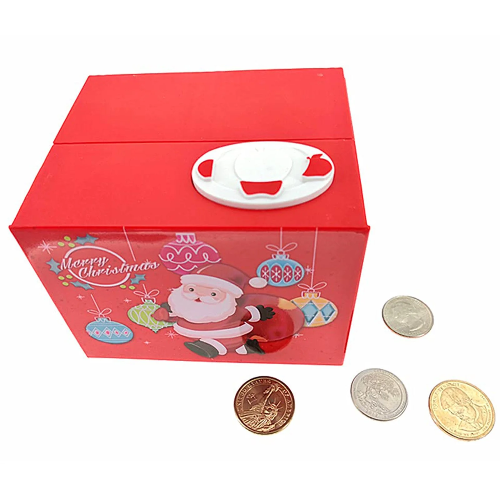 Salvadanaio per risparmio di Natale, scherzo musicale Babbo Natale Ruba denaro Moneta Salvadanaio Barattolo per riporre monete Regali per le vacanze di Natale non inclusi