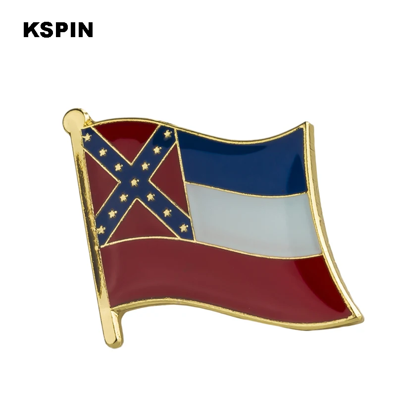 U.S.A Mississippi State Badges Flag Badge  Flag Lapal Pin On Backpack Pins For Clothes 1PC XY0218