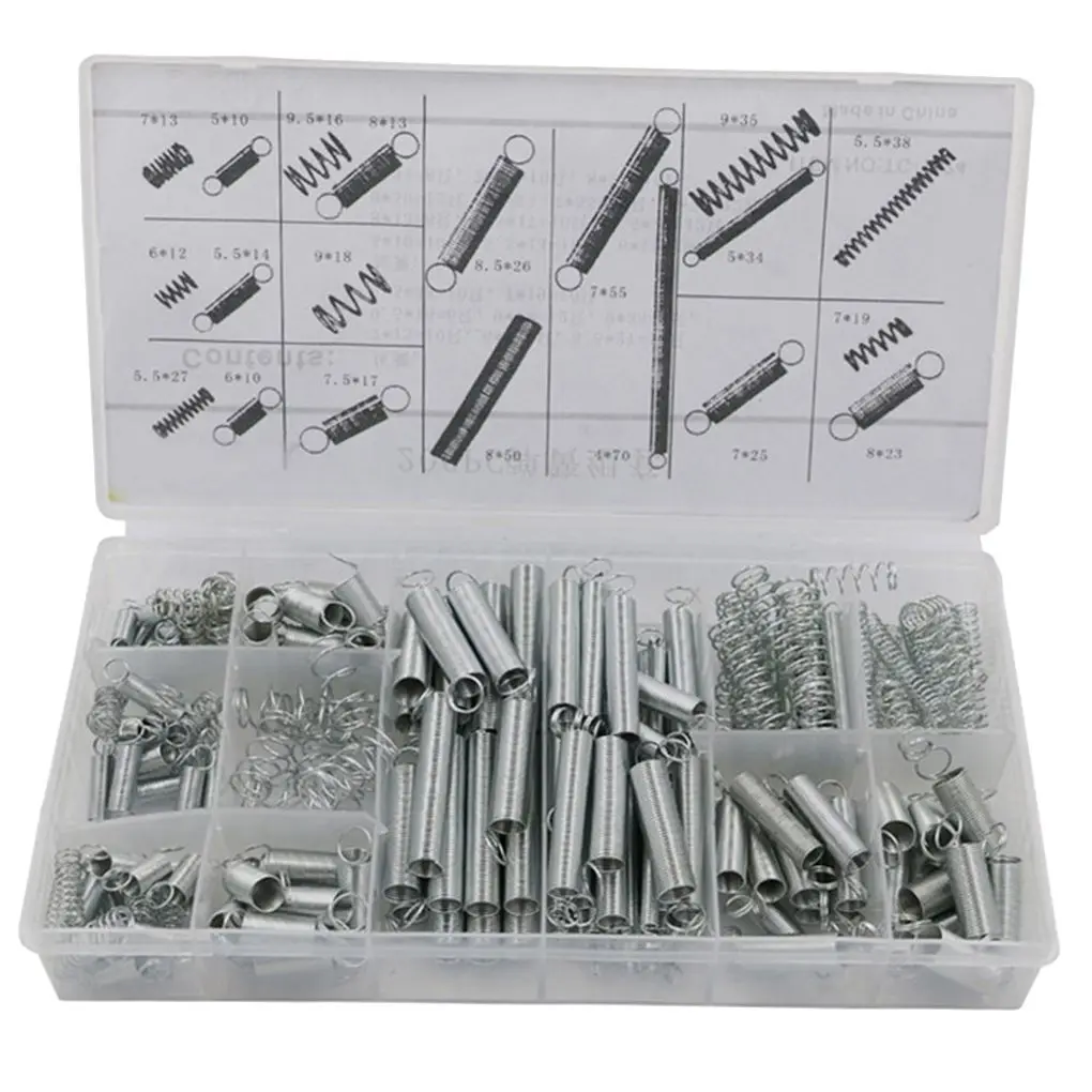 

200Pcs Steel Spring Electrical Hardware Drum Extension Tension Springs Pressure Suit Metal Assortment Hardware Kit