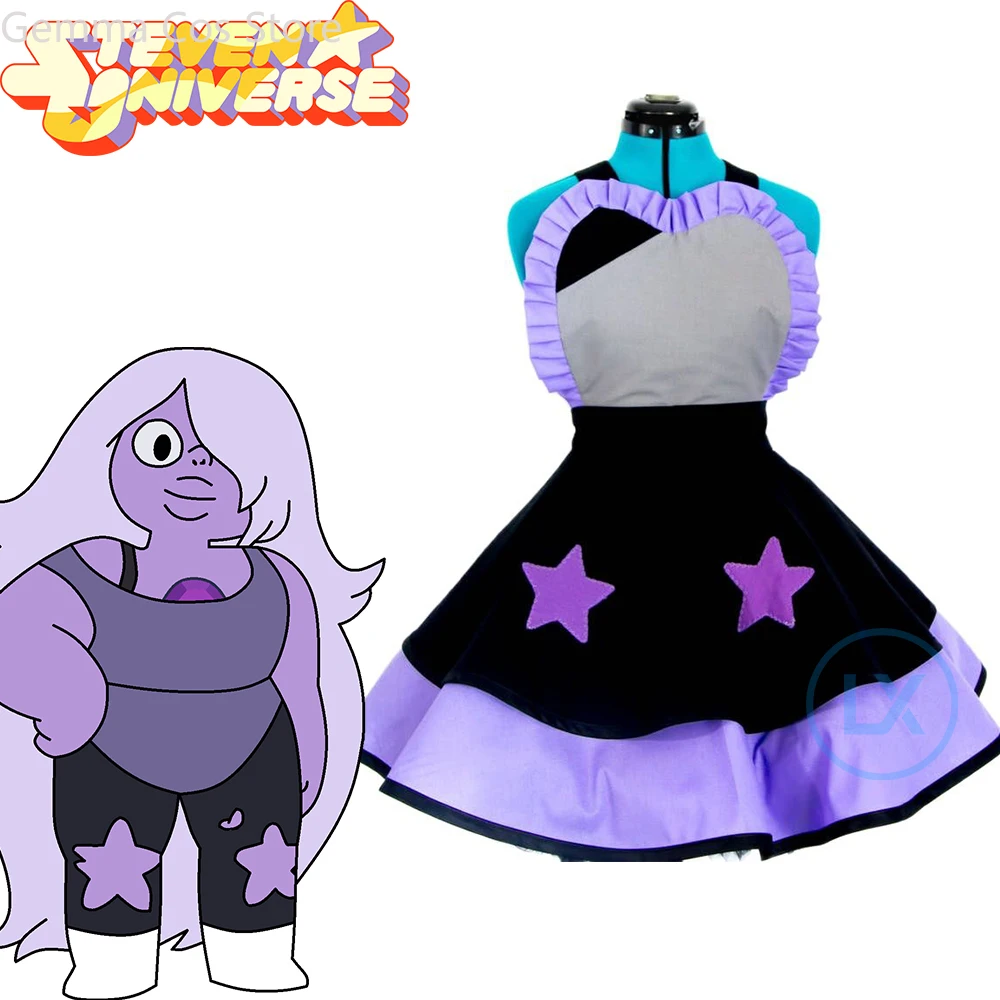 

Anime Steven Universe Cosplay Costume Amethyst Lolita Kimono Dress Girls Women Sleeveless Set Cosplay Halloween Anime Clothes