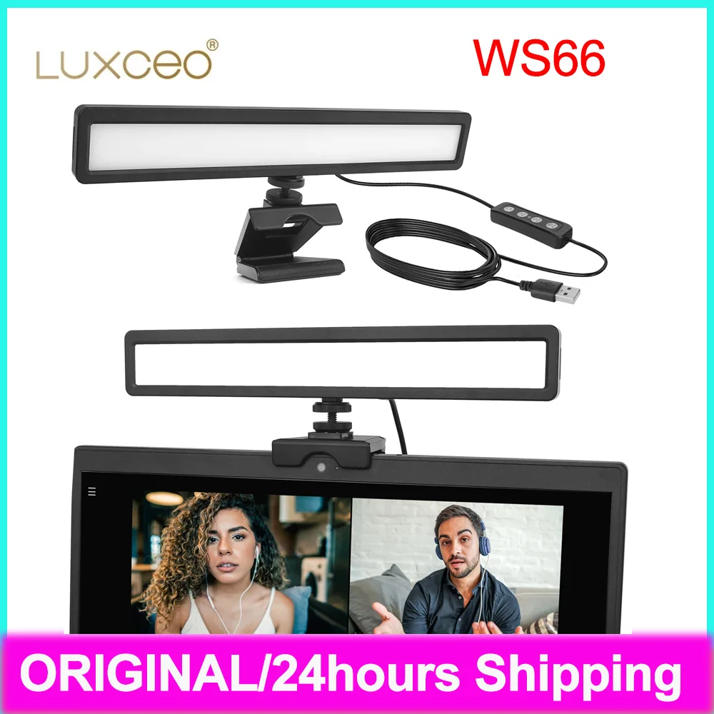 LUXCEO WS66 Webcam Lighting for Laptop Zoom Calls Meeting Online Class Youtube Tiktok Live Streaming Video Conference Light Kit