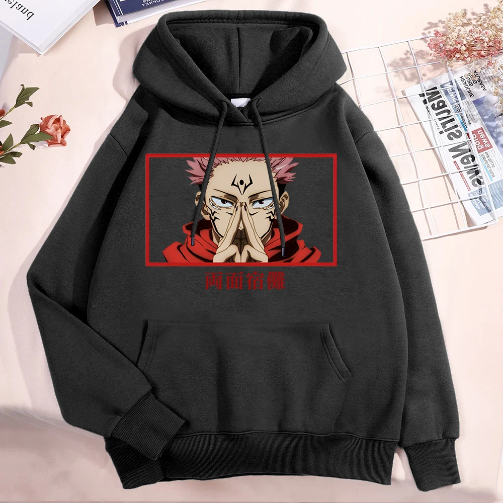 New Anime Ryomen Sukuna Printed Long Sleeve Pullover Hoodies For Women And Men Couple Casual Sweatshirts Autumn Winter Plus Size