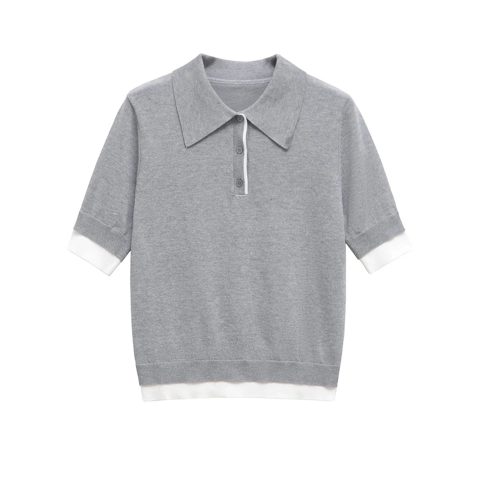 

Женская футболка-поло Y2K, женский вязаный топ с воротником для женщин, повседневные рубашки, женские весенние топы, женская одежда 3581004