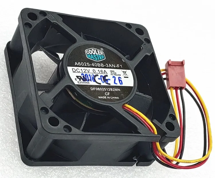 

DF0602512B2MN A6025-40BB-3AN-F1 6025 6cm Fan 3 Line Dual Ball DC 12V 0.15A Cooling Fan