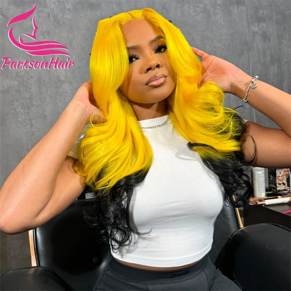 

13X6 HD Transparent Highlight With Yellow Lace Front Wig Pre Plucked 13X4 613 Colored Lace Frontal Wigs For Women Human Hair