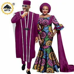 Casal Africano Roupas Combinando, Imprimir Vestidos Longos Sereia para Mulheres e Homens, Roupas Dashiki, Conjuntos De Casamento, 4 Peças, Y23C083