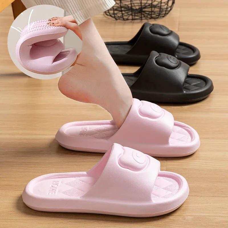 

Шлепанцы с подушкой с рисунком медведя, удобные однотонные домашние тапочки из ЭВА, женские мягкие легкие нескользящие тапочки для ванной комнаты, унисекс, 2025 г.