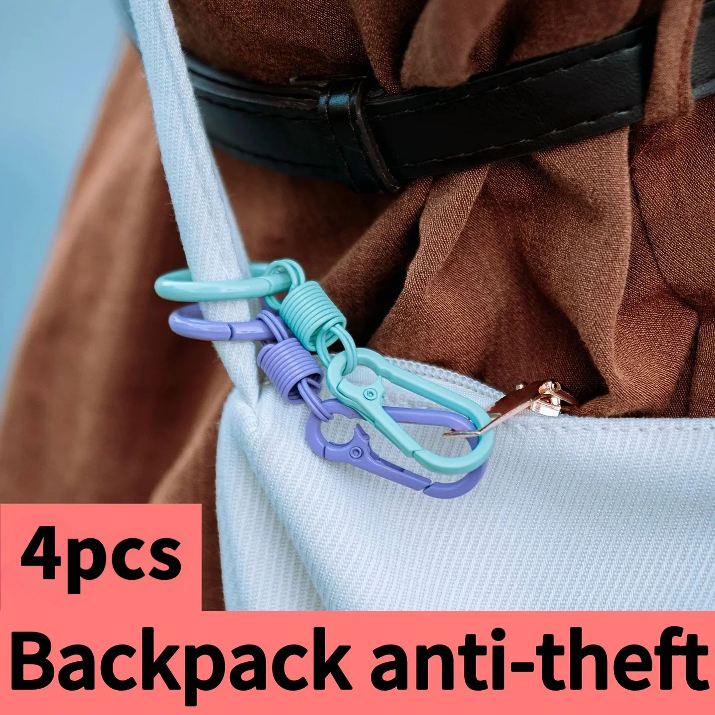 4Pcs Random Colors, Anti-theft Zipper Pull, Backpack Anti-opening Safety Buckle, Travel Luggage Anti-theft Lock