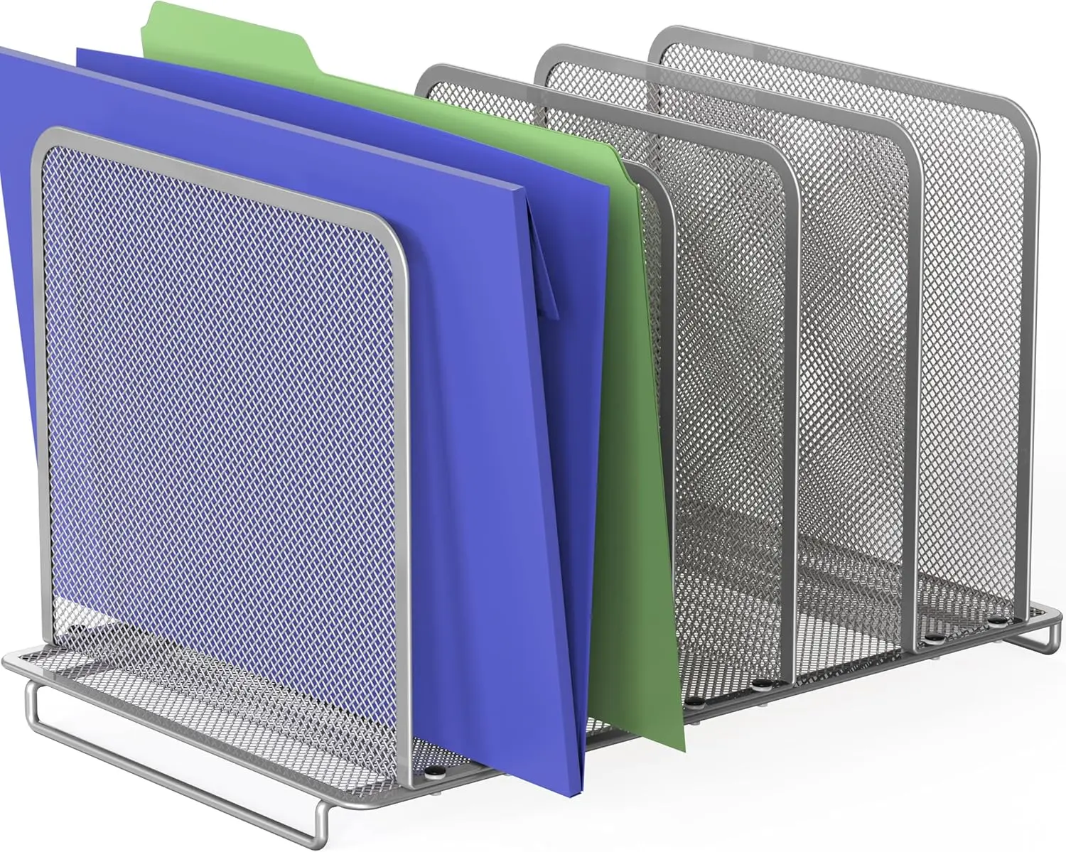 

Расширяемый 5-секционный вертикальный органайзер для документов серебристого цвета для удобного доступа к файлам