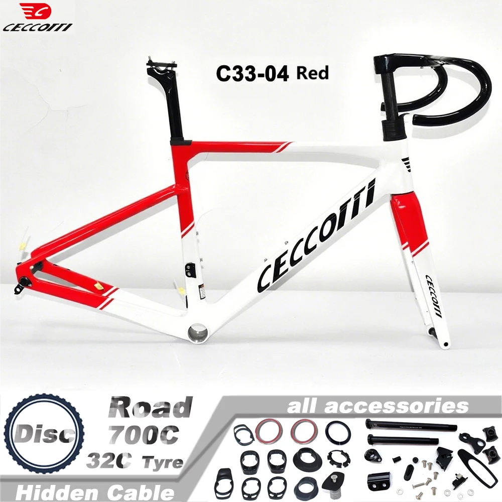 

CECCOTTI Полностью карбоновый дорожный тормоз с дисковым тормозом Max 700*32C AERO Рама шоссейного велосипеда BSA Полный внутренний трос с рулем DI2