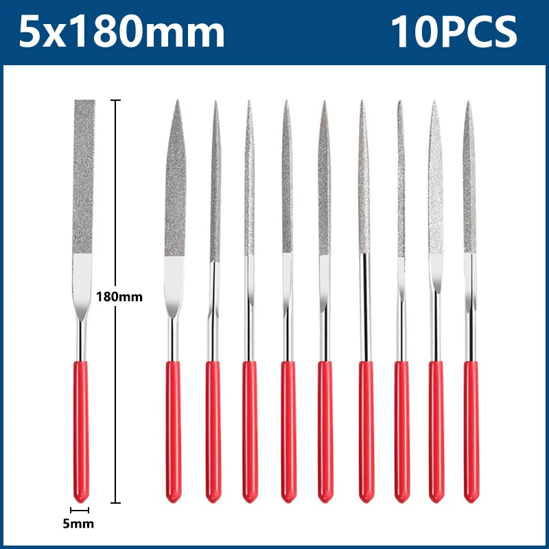 Bestgle 10pcs Diamond Needle File Set, Mini Needle Jewelry File Set for Jewelers Glass Wood Carving Craft, 2 x 100mm, Handles - Canada