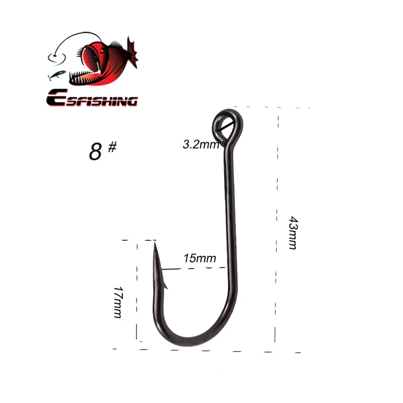 ESFISHING Fishing Barb hook Carbon Steel Single Hooks fishing tackle For Soft Lure Worm Hooks