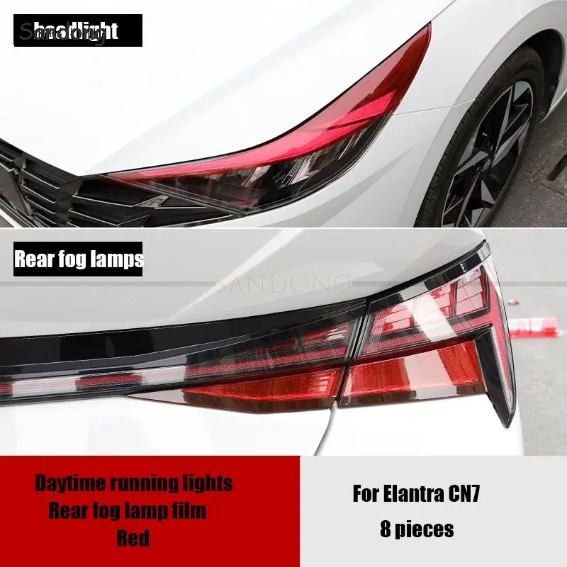 for Hyundai Elantra Avante CN7 2020 2021 front light and rear fog light color modification car light color change film view 6