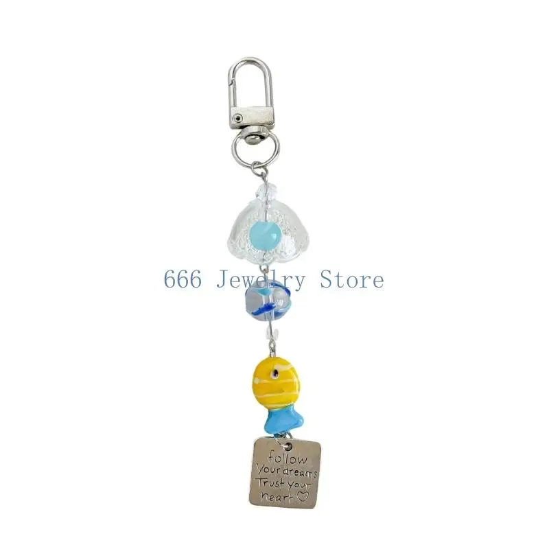 F2TD Stylish Marine Fish Phone Charm Resin Material Secure Fastener For Daily Carry Necessaries