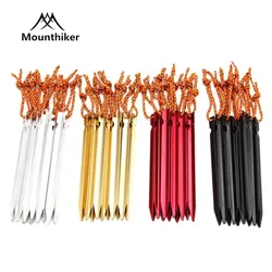 Mounthiker 8pcs Liga de alumínio Tent Pegs Prego com Corda Camping Caminhadas Equipamento Outdoor Traveling Tent Acessórios 18CM