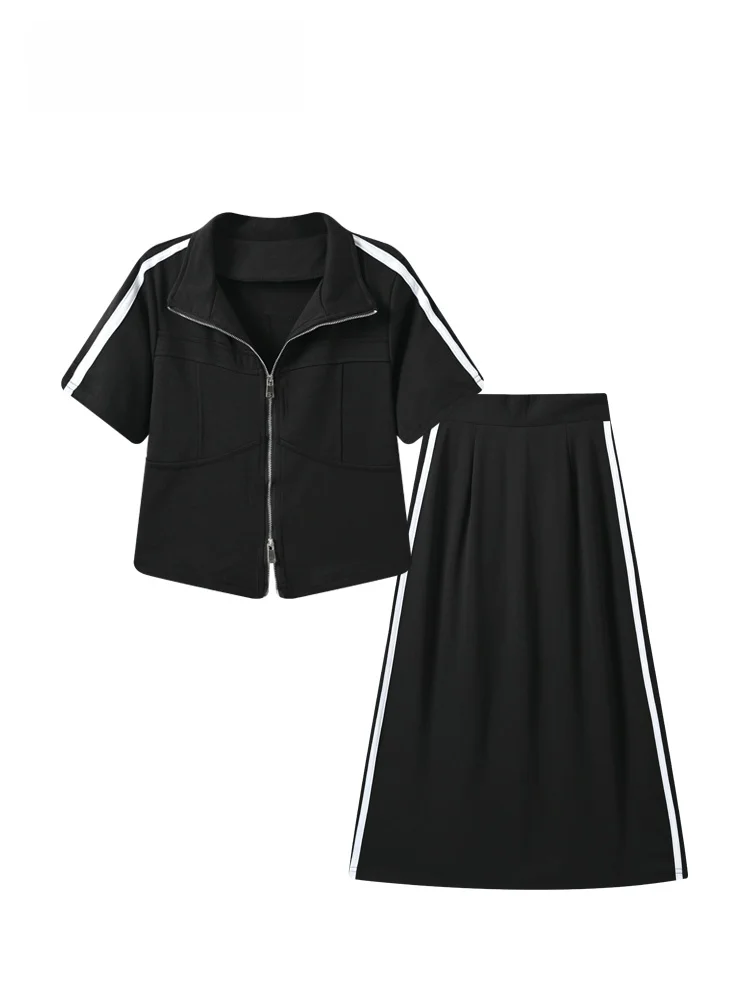 

Summer New Style plus Size College Style Set Short Sleeve T-Shirt Half Skirt Slimming Young Looking Women's Fashion Ensemble