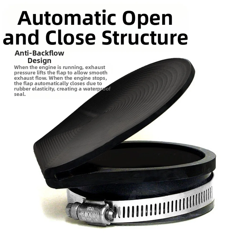 

2PCS Marine Exhaust Flapper Valve With Clamp Prevents Backflow Noise Reduction Automotive Accessories