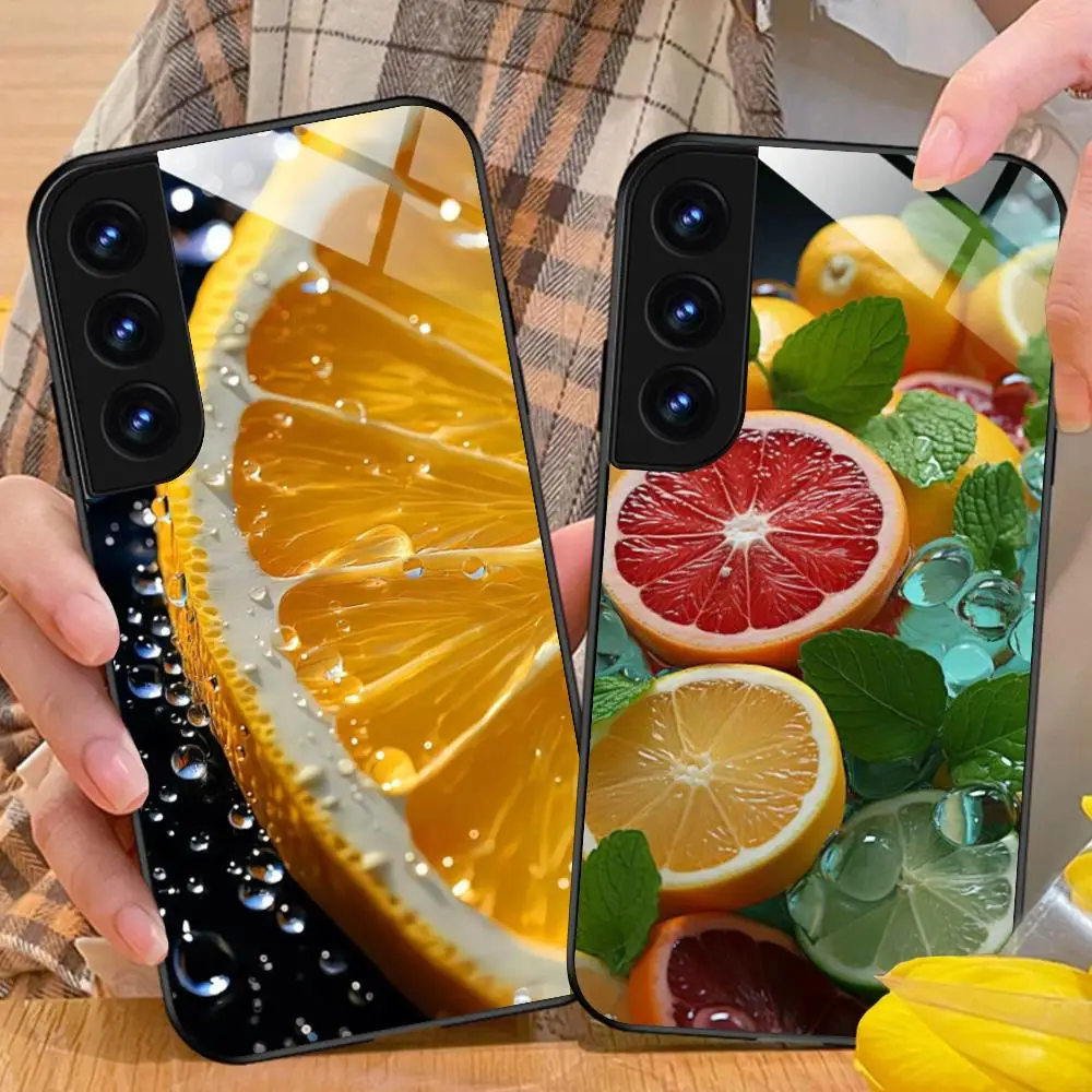 Refreshing Lemon Mobile Phone Case for Samsung Galaxy A56 55 54 53 52 51 36 35 34 23 16 15 5G Glass Colorful Cover Luxury Pretty