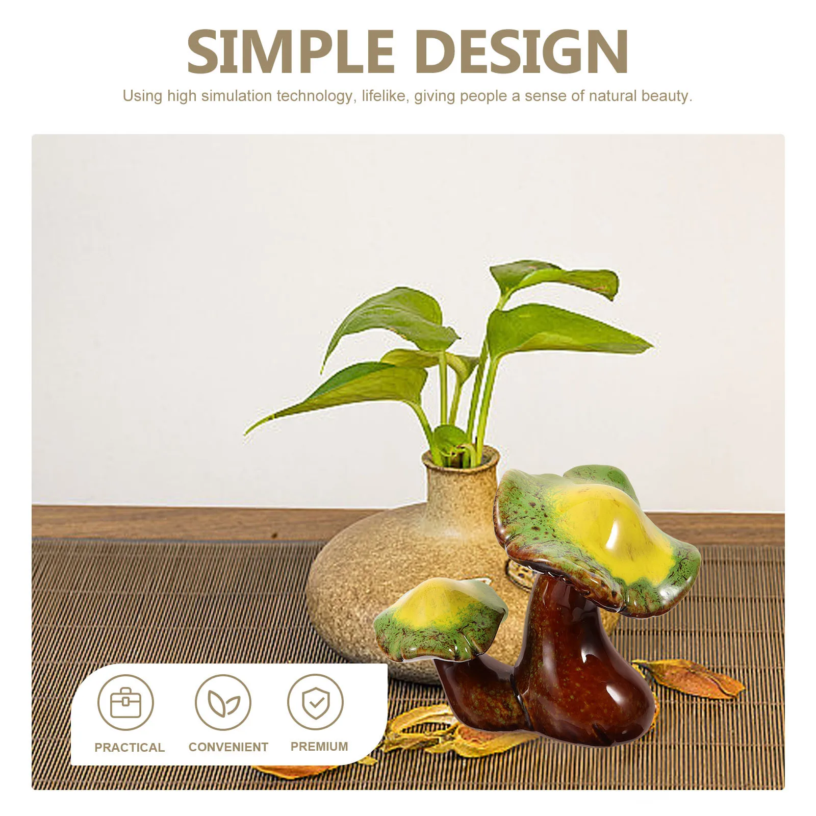 

Ceramic Mushroom Decor 3D Realistic Finish Garden Home Desktop Ornament Accessory for Indoor Outdoor Use Mushroom Figurine