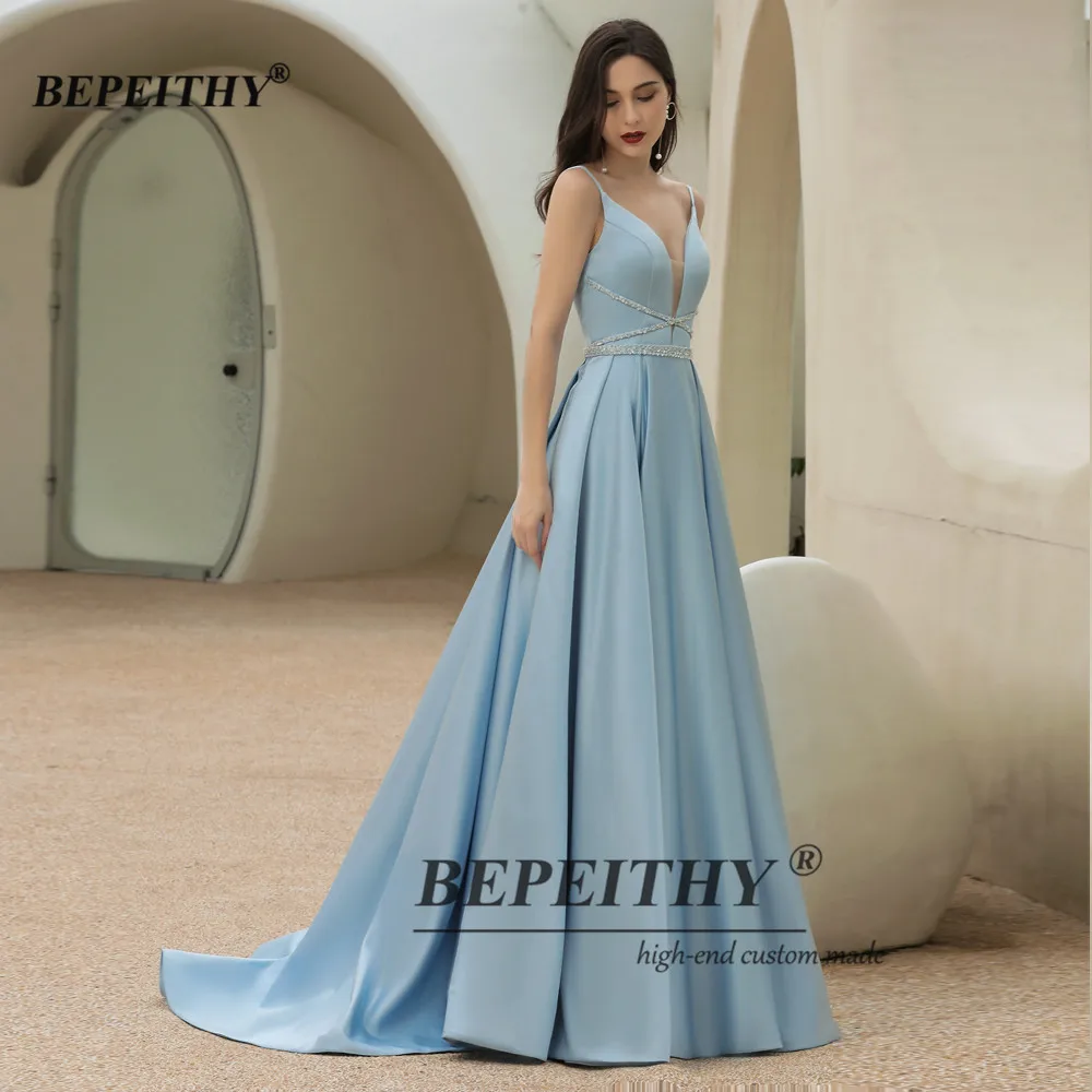 BEPEITHY Abito da ballo senza maniche personalizzato 2023 Abito da sera di lusso con scollo a V profondo sexy Abiti eleganti da donna per occasioni speciali