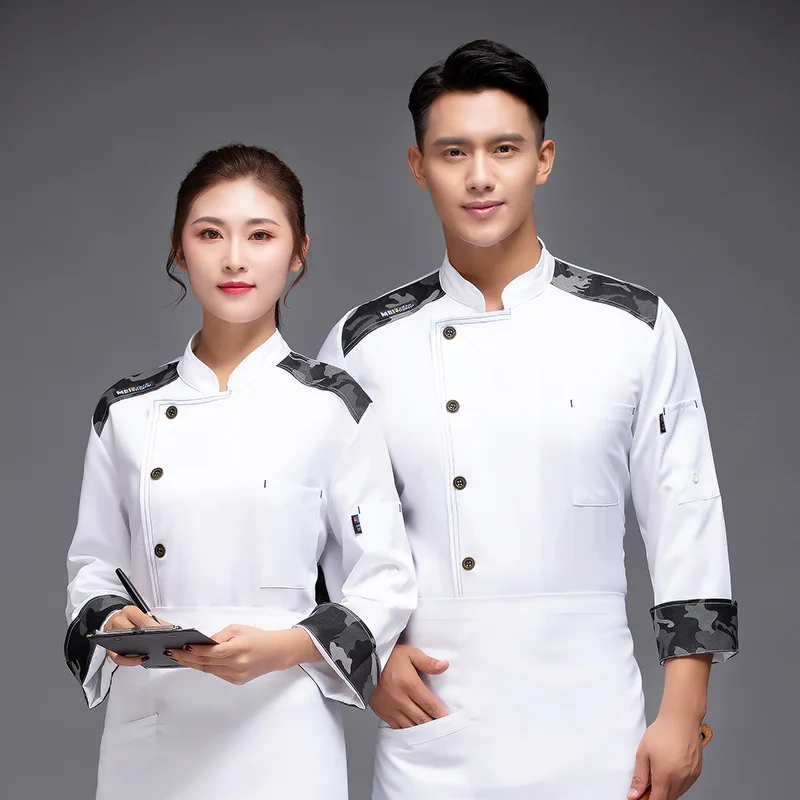 

Autumn and Winter Chef Overalls Men's Long-Sleeved High-End Chinese Style Dining Kitchen Wine Shop Owner Chef Uniform Suit Custo