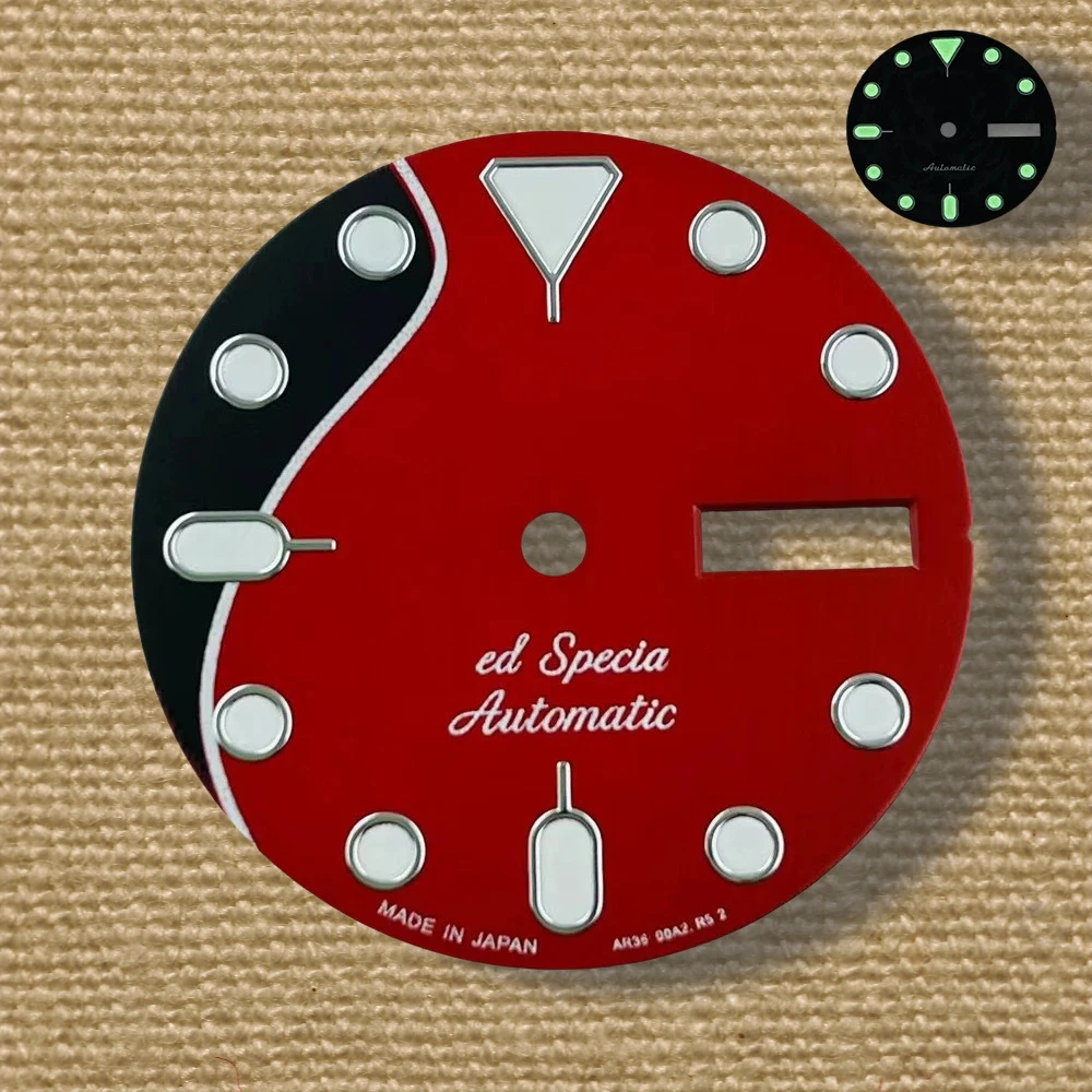 28.5mm S Logo SKX007 Camouflag Dial Fit NH36/4R36 Movement Green Luminous High-Quality Watch Modification Accessories