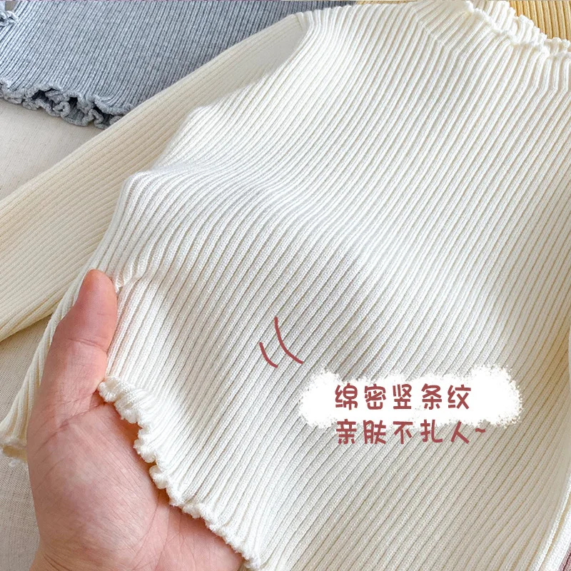 Girls' Solid Color Thick Sweater 2025 New Winter Baby Stylish Simple Knitted Pullover for Children's Inner Wear