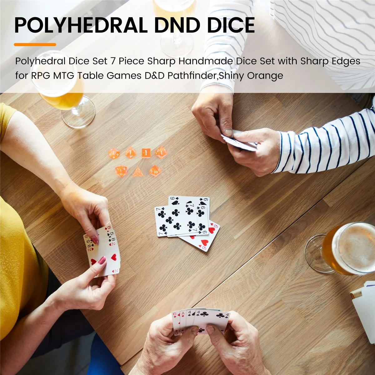 RPG MTG 테이블 게임용 날카로운 모서리가 있는 다면체 주사위 세트 7개