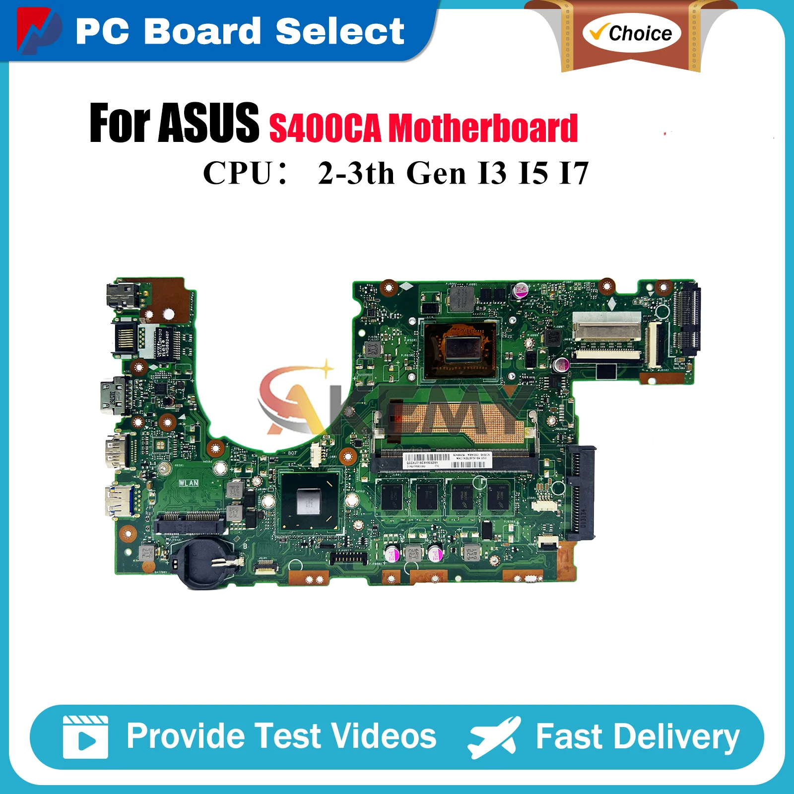 

S400CA Laptop Motherboard For ASUS VivoBook S400CA S400C Notebook Mainboard With I3 I5 I7 CPU 100% tests OK fast shipping stk