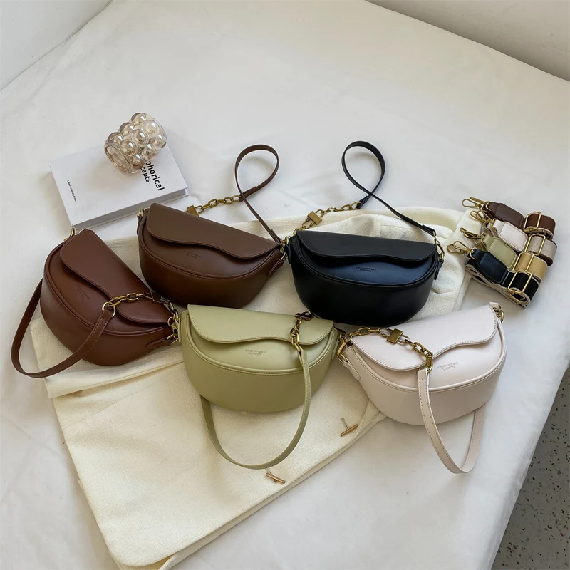 LEFTSIDE Crossbody Bags for Women 2022 Trend Fashion PU Leather Small Sadle Armpit  Bag Females Chain Handbags Underarm Bag