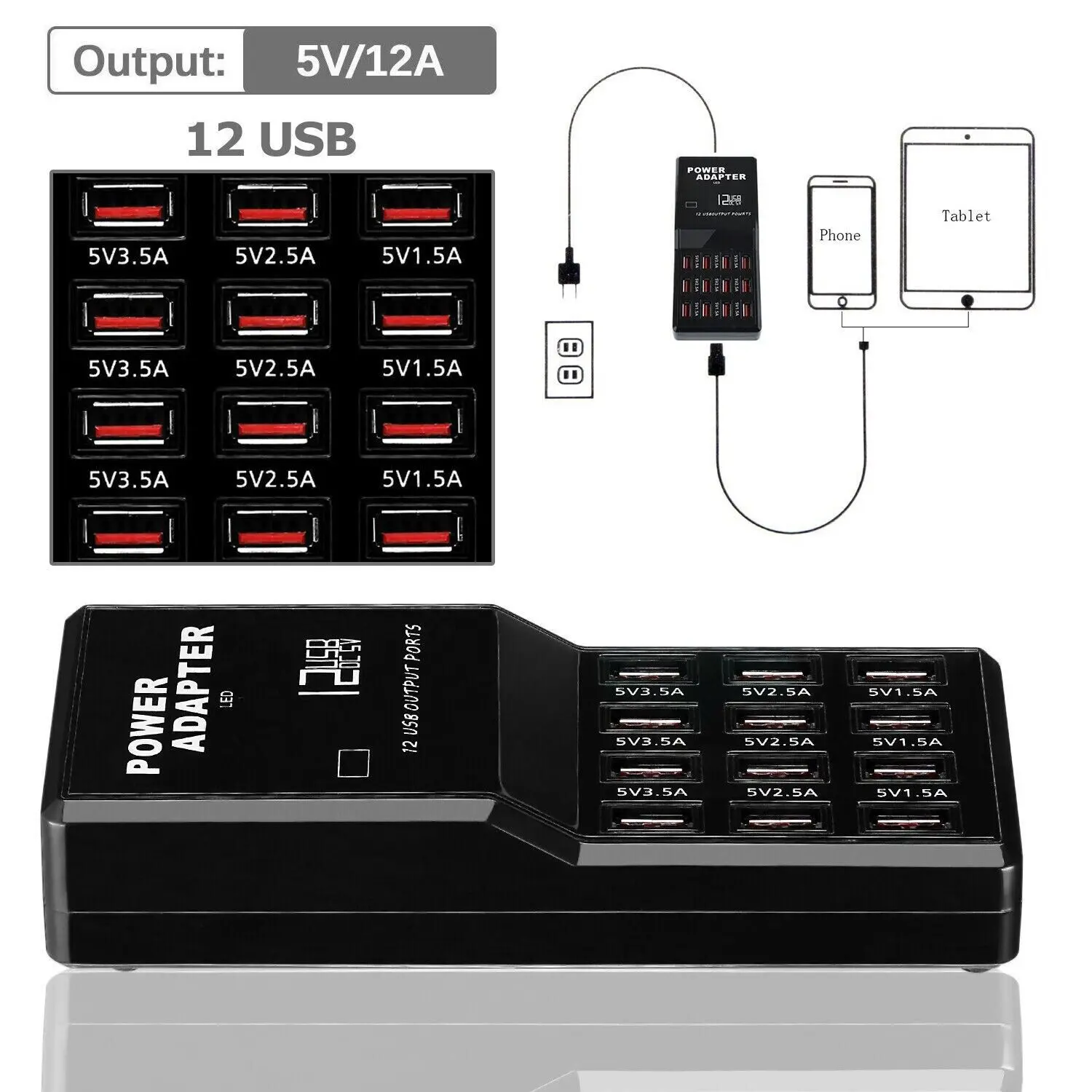 Multi Port Usb Hub - Station de charge USB multi-ports 12