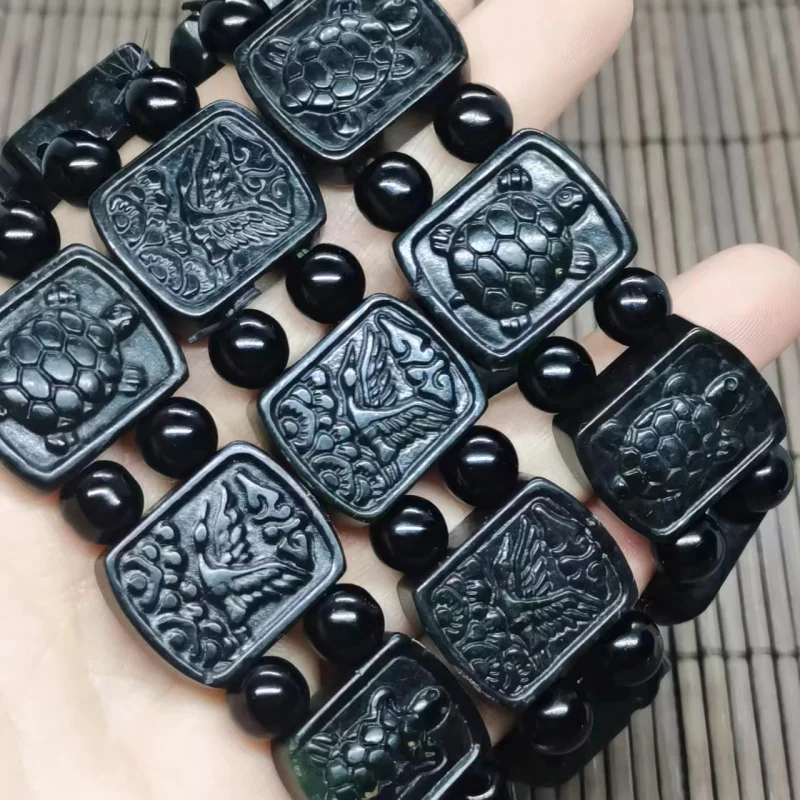 

Браслет с черными чернилами и нефритовым краном с магнитным камнем королевской медицины