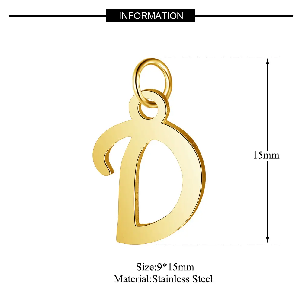 10pcs/lot Alphabet A-Z Letter Stainless Steel DIY Jewelry Charm Wholesale Initial Necklace Making Pendant Never Fade Top Quality