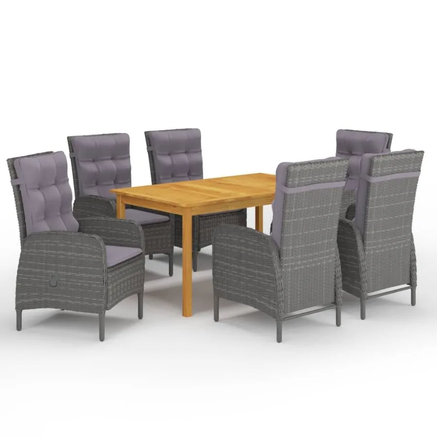 

7 Piece Patio Dining Set Gray