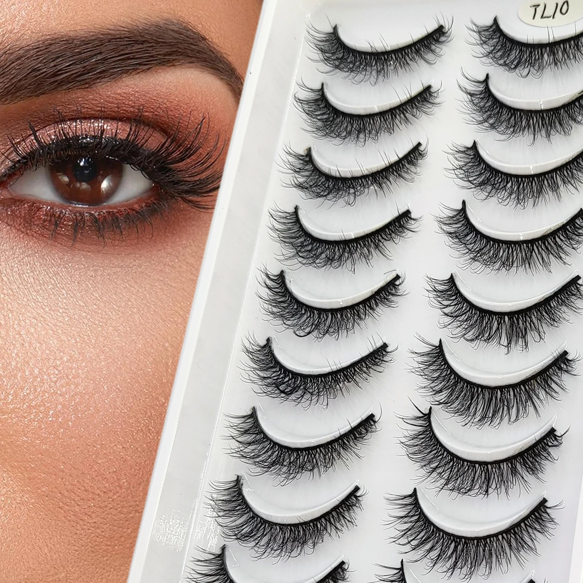 HBZGTLAD 10 ペアのナチュラルフェイクまつげ 3D 人工ミンクまつげソフトまつげエクステンションフェイクまつげロングミンクアイラ