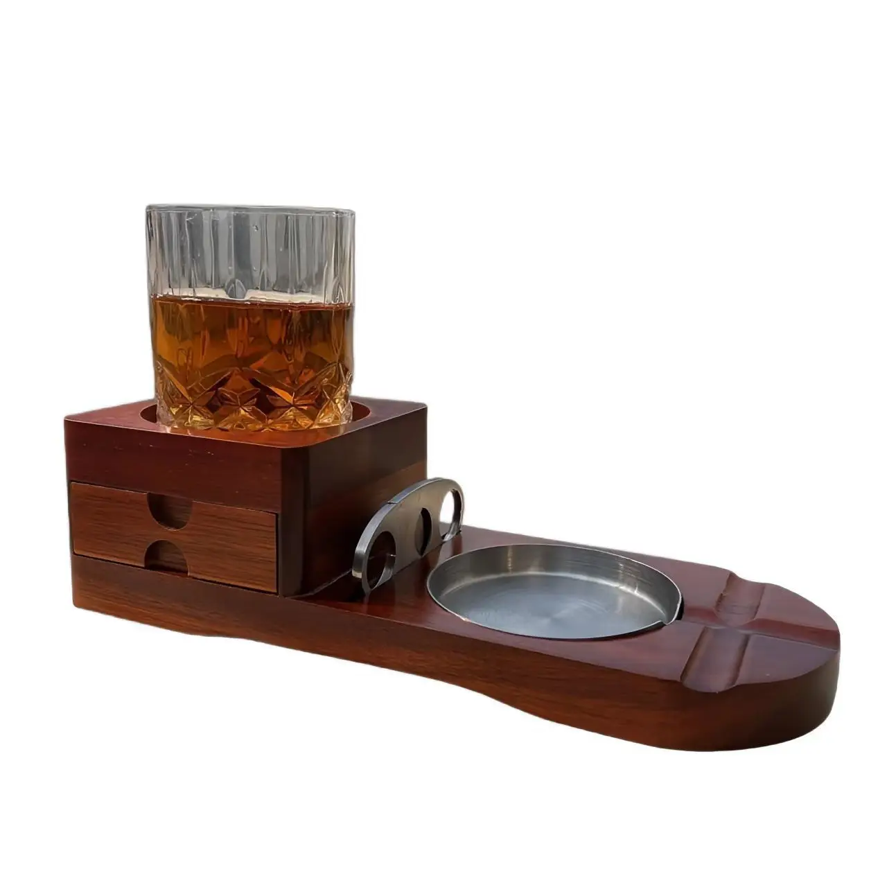 Wooden Cigar Ashtray Beverage Solid Wood Coaster Whiskey Tray Cigar Holder Cigar Box