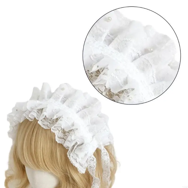

Y55F Elegant Bowknot Lace Headband Halloween Party Hairband Cosplay Anime Headdress