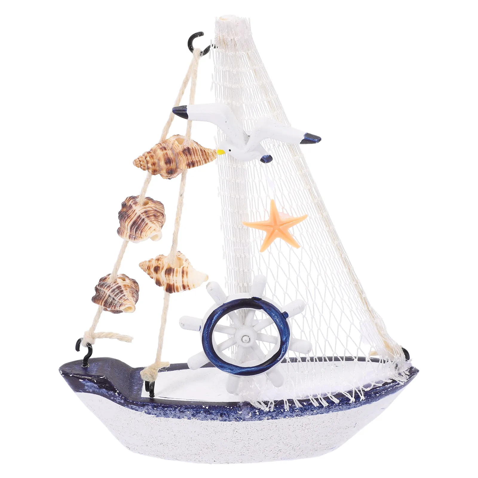 Wooden Sailing Boat Nautical Sailboat Decoration Table Ornament Rustic Coastal Theme Ornament Desktop Rustic Centerpieces