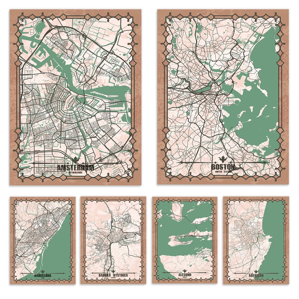 Aberdeen, Albany, Alesund, Norway, Dhaka, Brooklyn, Boston, Brighton, Birmingham, Bordeaux, Bern, Banska Bystrica city map poste