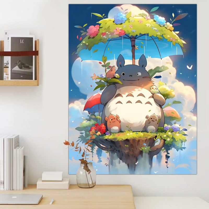 توتورو ميازاكي هاياو الكرتون شفاء أنيمي خلفية القماش شنقا القماش Ins غرفة نوم عنبر غرفة المعيشة الديكور نسيج #5