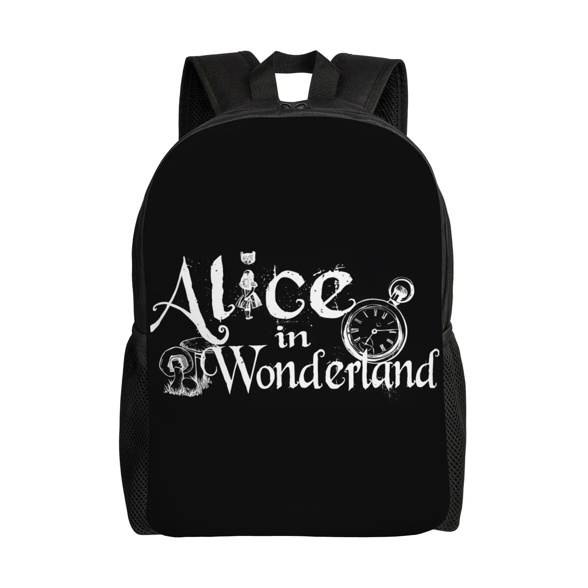

Back to school season Good Quality Black Bookbag Alice in Wonderland Couple Backpack