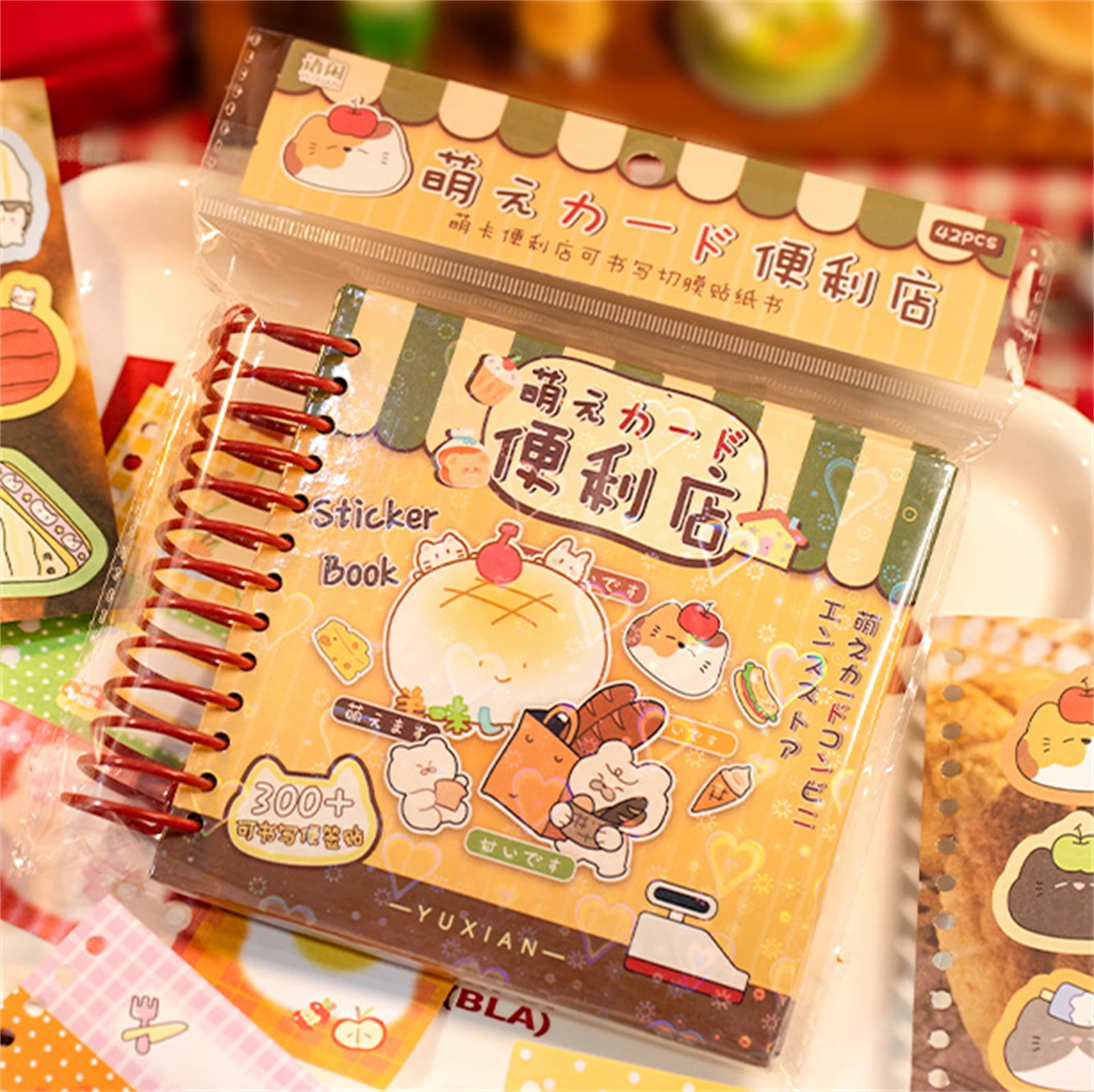 

Cute Japanese Cartoon Sticker Books Writable Cut-film DIY Material Decorative Sticker Convenience Store Series Vintage Scrapbook