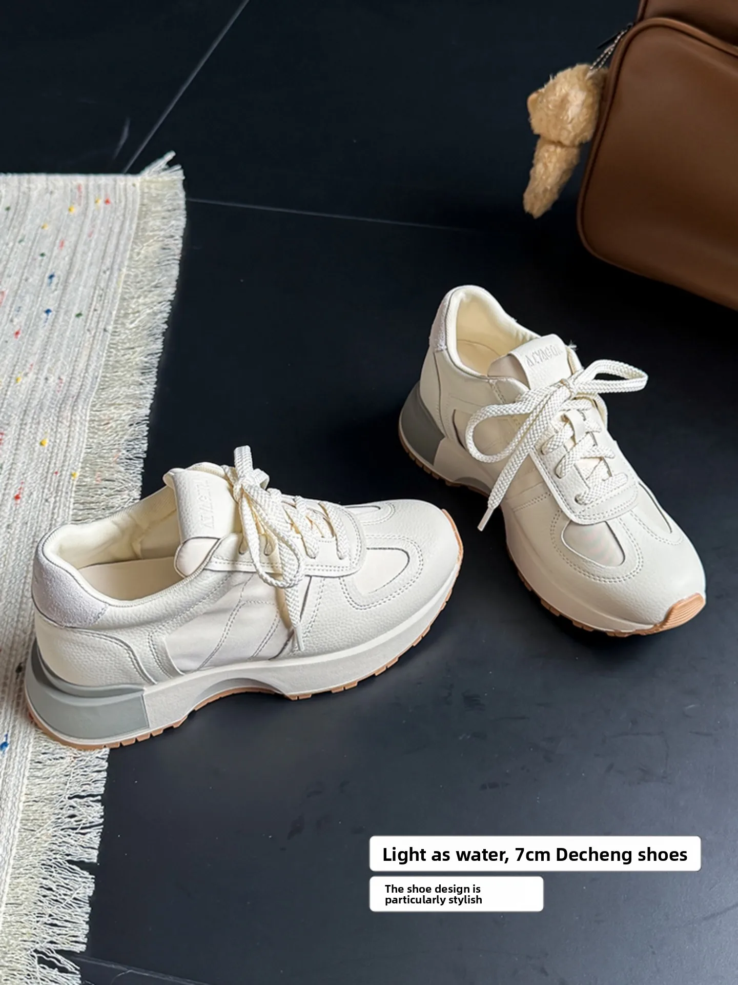 

Кожаные повседневные кроссовки на толстой подошве для женщин, увеличивающие рост на 7 см, дышащие, маленькие размеры, удобные, универсальные, модель Agan