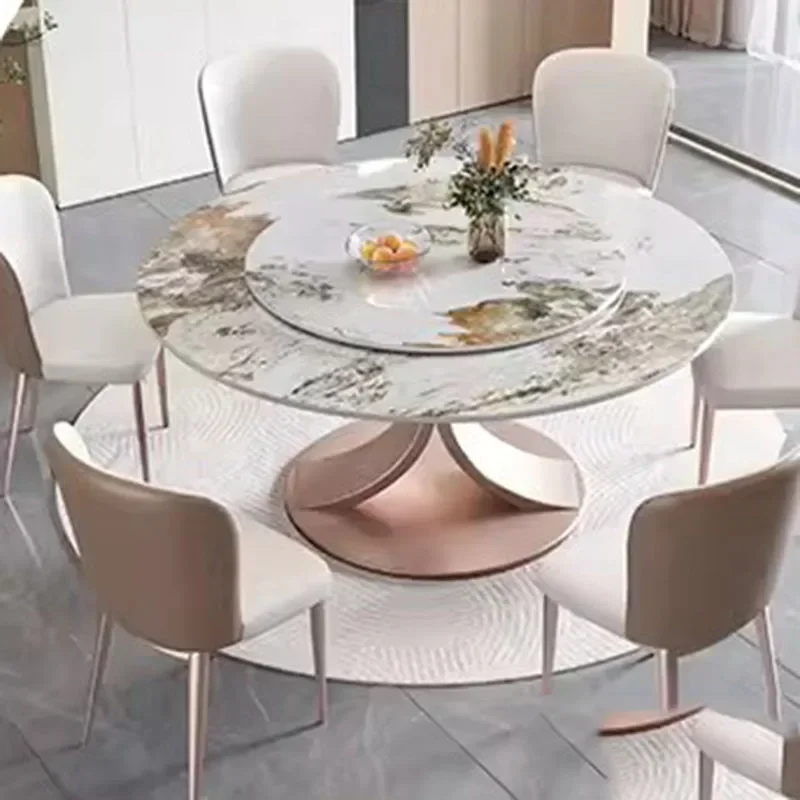 Modern Kitchen Dining Table Round Waterproof Living Room Dining Tables White Designer Mesa Redonda Comedor Home Furniture