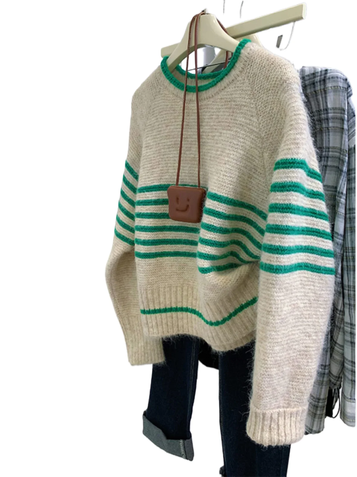 

French Striped O-neck Sweater Spring Autumn Loose Retro Versatile Knitted Pullover Women Fashion Long Sleeved Soft Warm Top